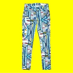 Rag & Bone “Surf Knit Legging” Retro Colorful  Abstract Printed Jean Size 26